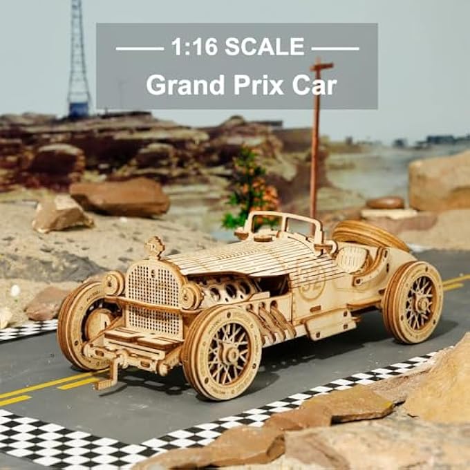 3D WOODEN PUZZLE-MECHANICAL CAR MODEL-SELF BUILDING VEHICLE KITS-BRAIN TEASER TOYS-BEST GIFT FOR ADULTS AND KIDS ON BIRTHDAY/CHRISTMAS DAY (GRAND PRIX CAR) - Image 2